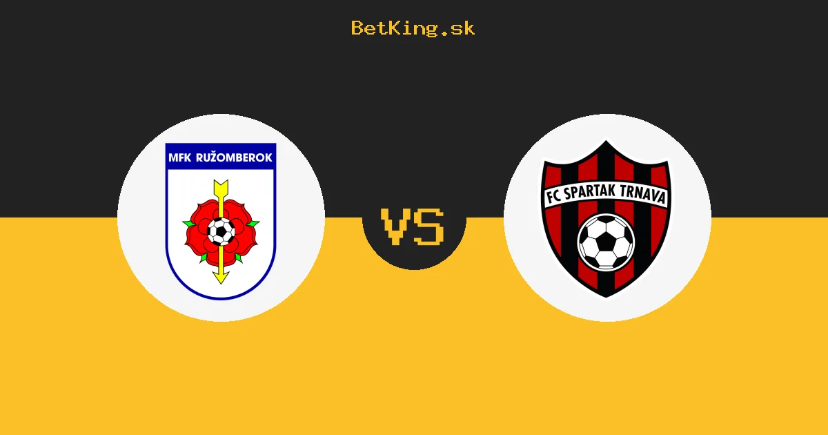 Ružomberok vs. Spartak Trnava dnes 06.09.2026: Zostavy, tabuľka, kurzy, live prenos